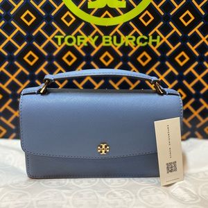 NWT! Tory Burch Emerson Mini Top Handle Bag Blue Yonder